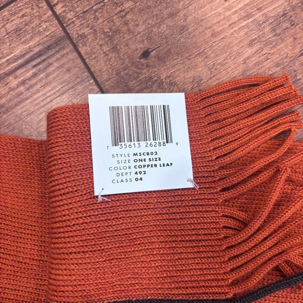 Gene Meyer Scarf One Size Copper Leaf  Wool Blend Colorblock Elegant Vine M5CB02
